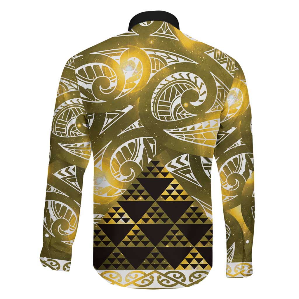 Matariki New Zealand Family Matching Off Shoulder Maxi Dress and Hawaiian Shirt NZ Niho Taniwha Maori New Year Yellow Galaxy