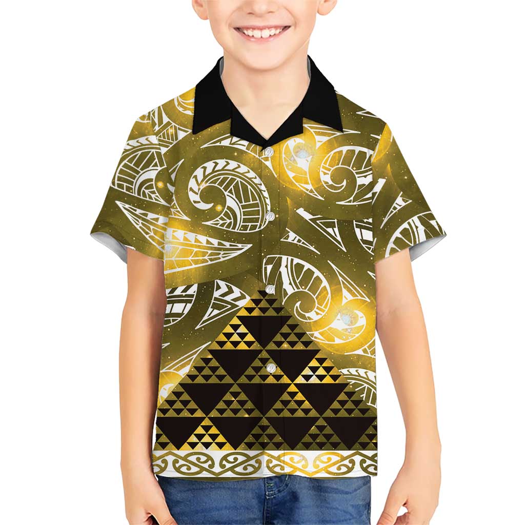 Matariki New Zealand Family Matching Summer Maxi Dress and Hawaiian Shirt NZ Niho Taniwha Maori New Year Yellow Galaxy