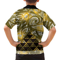 Matariki New Zealand Family Matching Tank Maxi Dress and Hawaiian Shirt NZ Niho Taniwha Maori New Year Yellow Galaxy