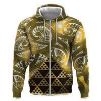 Matariki New Zealand Hoodie NZ Niho Taniwha Maori New Year Yellow Galaxy LT14 Zip Hoodie Yellow - Polynesian Pride