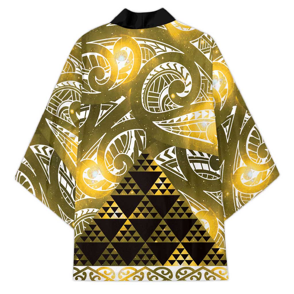 Matariki New Zealand Kimono NZ Niho Taniwha Maori New Year Yellow Galaxy LT14 - Polynesian Pride