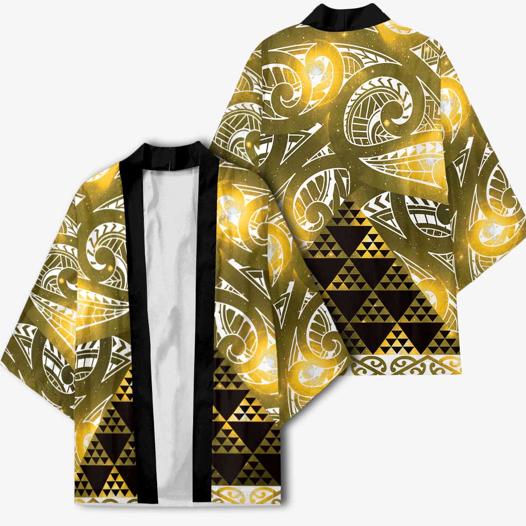 Matariki New Zealand Kimono NZ Niho Taniwha Maori New Year Yellow Galaxy LT14 - Polynesian Pride