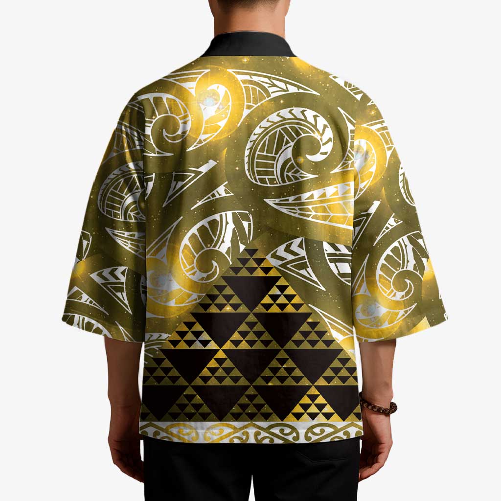 Matariki New Zealand Kimono NZ Niho Taniwha Maori New Year Yellow Galaxy LT14 - Polynesian Pride