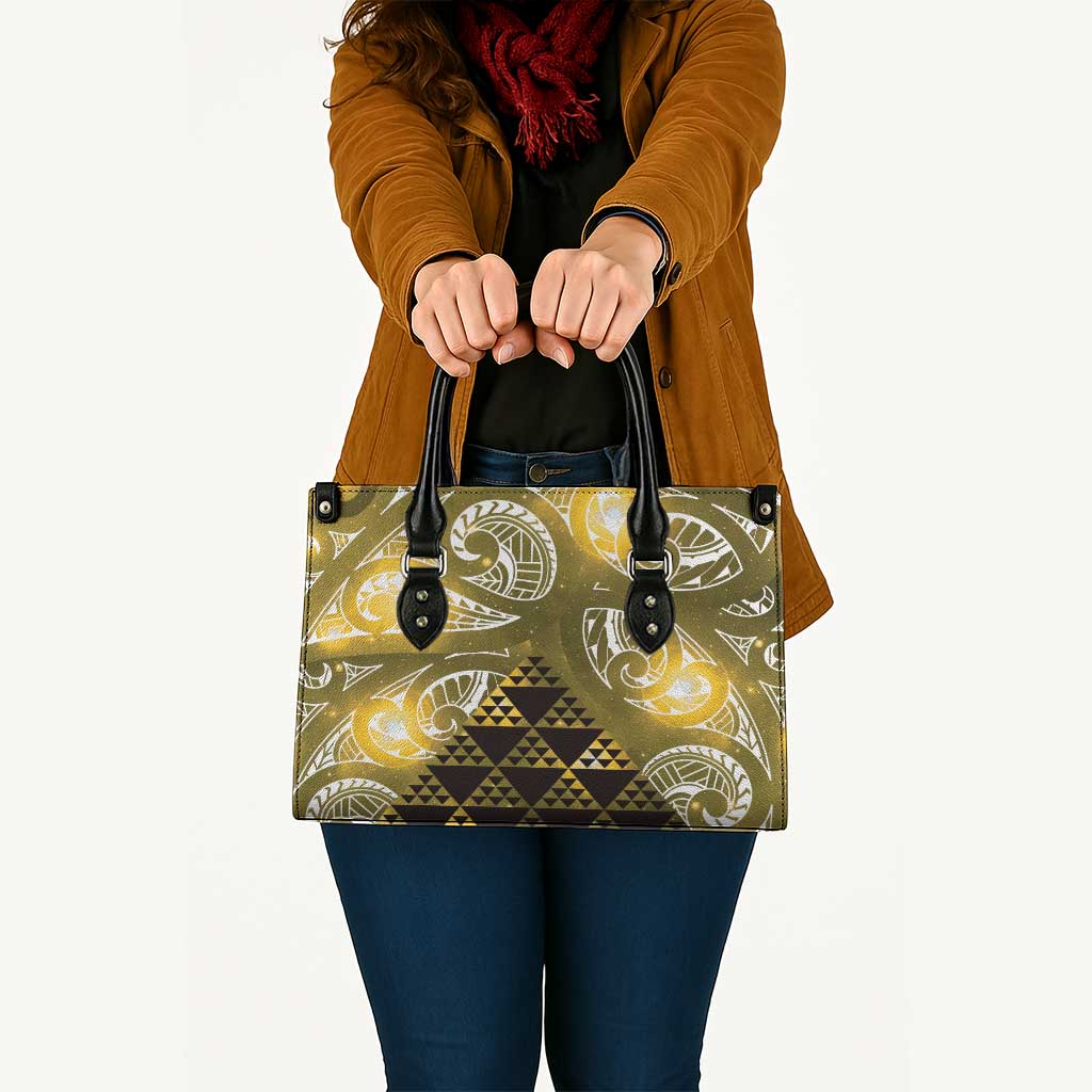 Matariki New Zealand Leather Bag NZ Niho Taniwha Maori New Year Yellow Galaxy