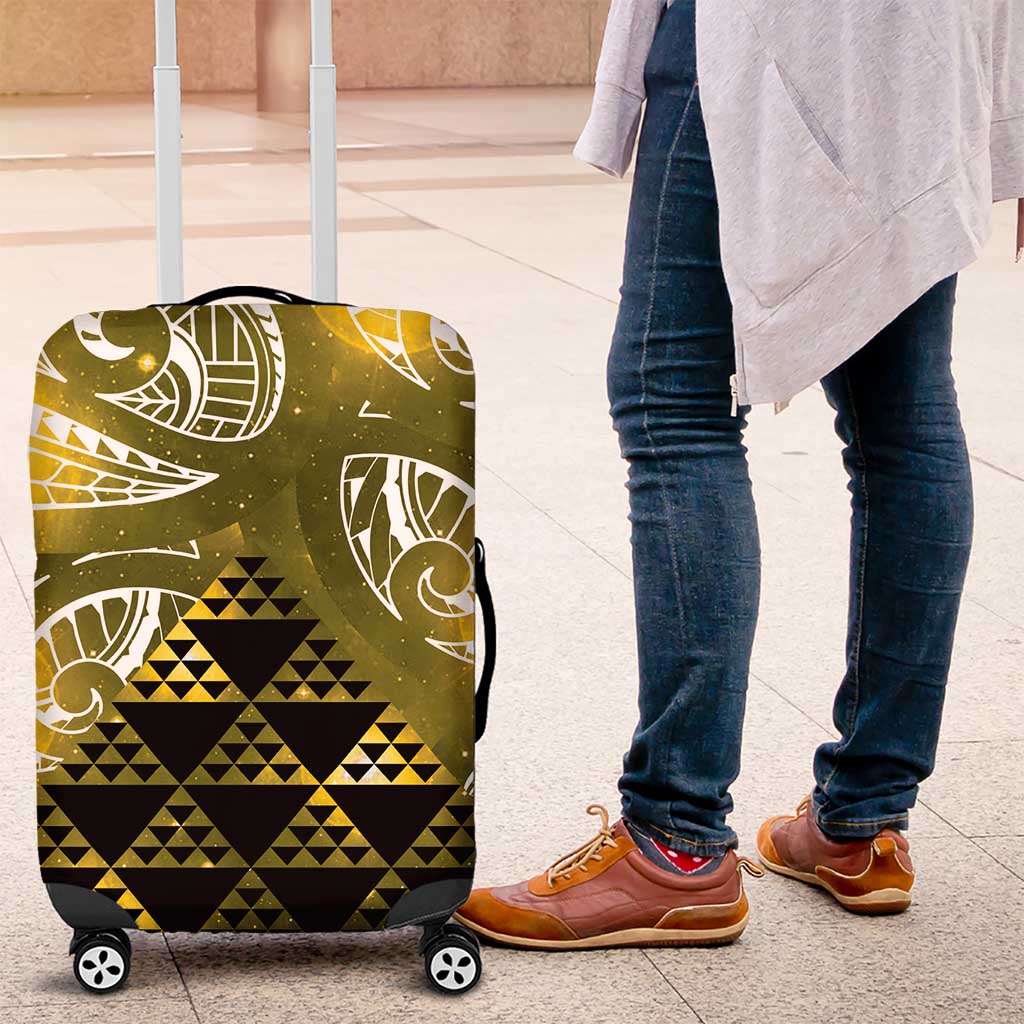 Matariki New Zealand Luggage Cover NZ Niho Taniwha Maori New Year Yellow Galaxy LT14 Yellow - Polynesian Pride