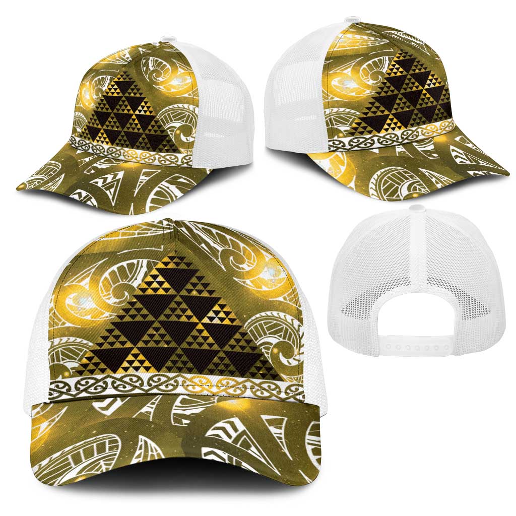 Matariki New Zealand Mesh Trucker Cap NZ Niho Taniwha Maori New Year Yellow Galaxy LT14 - Polynesian Pride