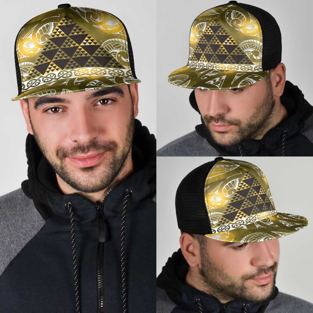 Matariki New Zealand Mesh Trucker Cap NZ Niho Taniwha Maori New Year Yellow Galaxy LT14 - Polynesian Pride