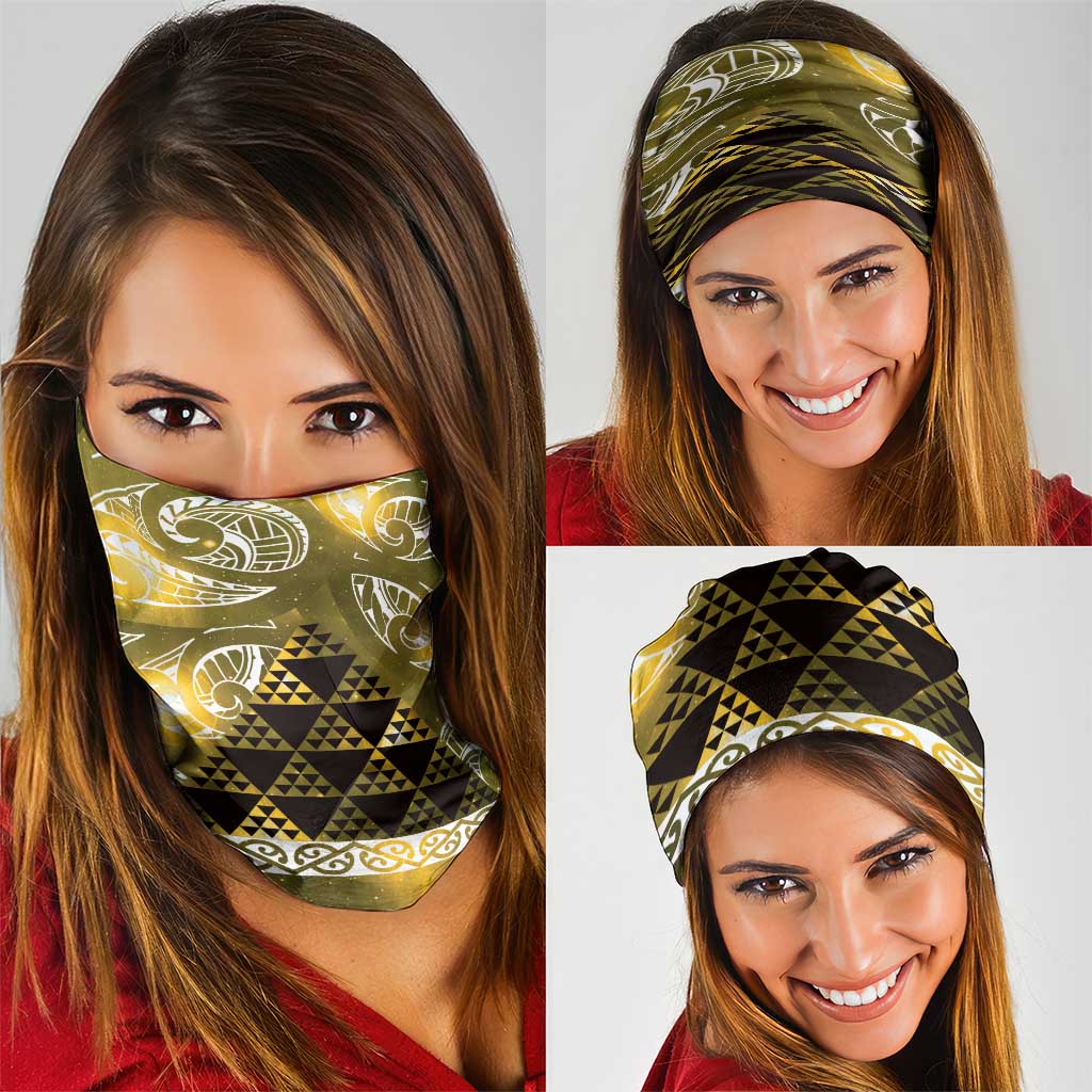 Matariki New Zealand Neck Gaiter NZ Niho Taniwha Maori New Year Yellow Galaxy LT14 - Polynesian Pride