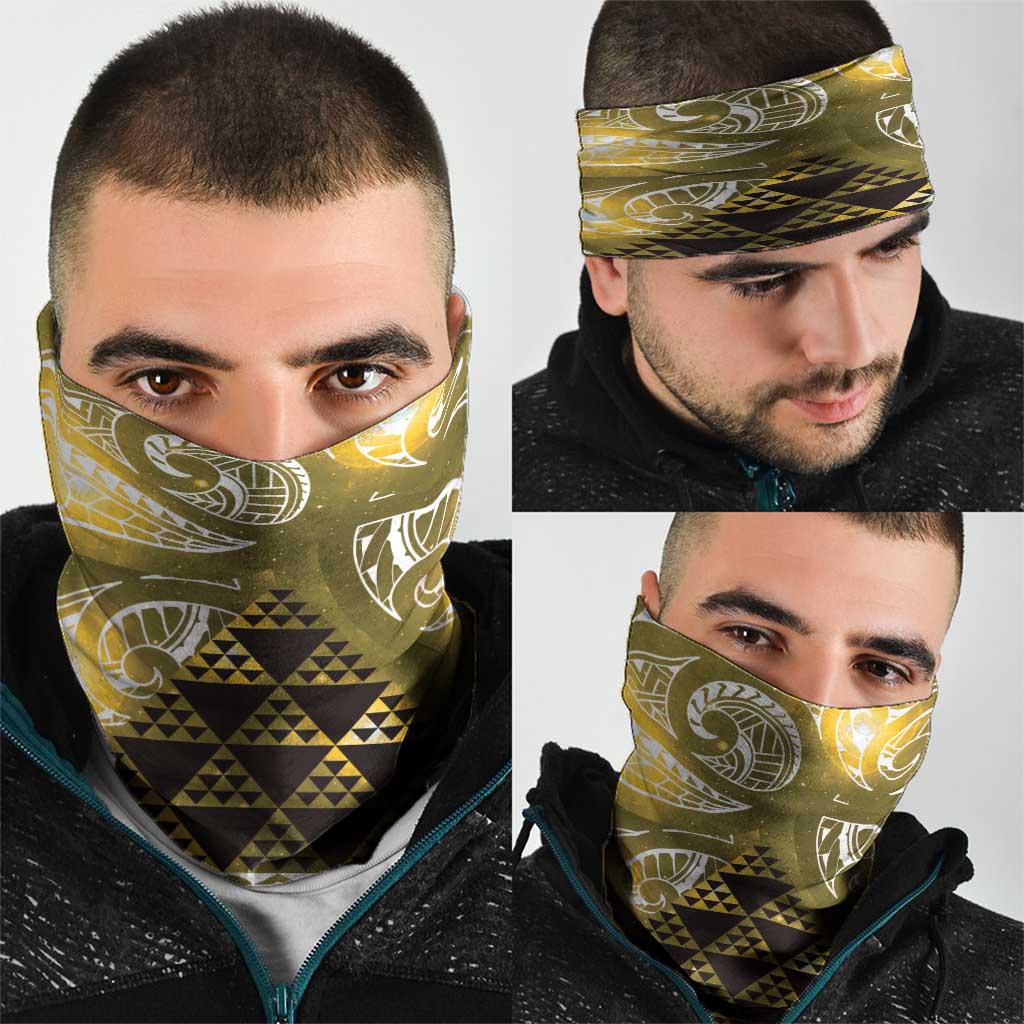 Matariki New Zealand Neck Gaiter NZ Niho Taniwha Maori New Year Yellow Galaxy LT14 - Polynesian Pride