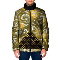 Matariki New Zealand Padded Jacket NZ Niho Taniwha Maori New Year Yellow Galaxy LT14 Men Yellow - Polynesian Pride