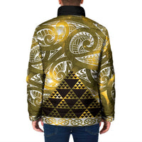Matariki New Zealand Padded Jacket NZ Niho Taniwha Maori New Year Yellow Galaxy LT14 - Polynesian Pride