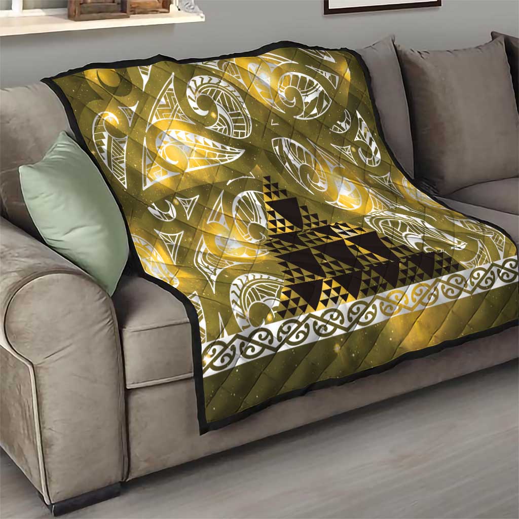 Matariki New Zealand Quilt NZ Niho Taniwha Maori New Year Yellow Galaxy LT14 - Polynesian Pride