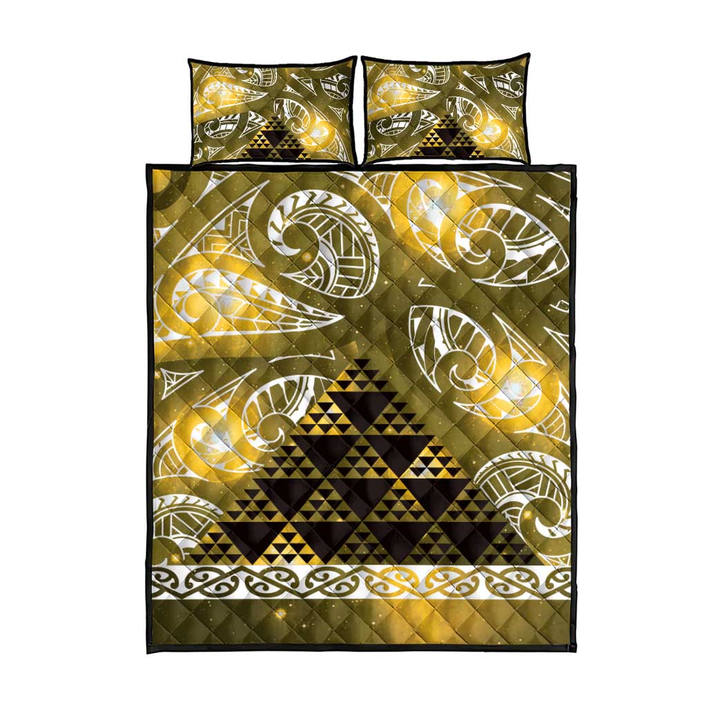 Matariki New Zealand Quilt Bed Set NZ Niho Taniwha Maori New Year Yellow Galaxy LT14 - Polynesian Pride
