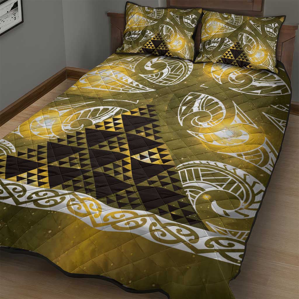 Matariki New Zealand Quilt Bed Set NZ Niho Taniwha Maori New Year Yellow Galaxy LT14 - Polynesian Pride