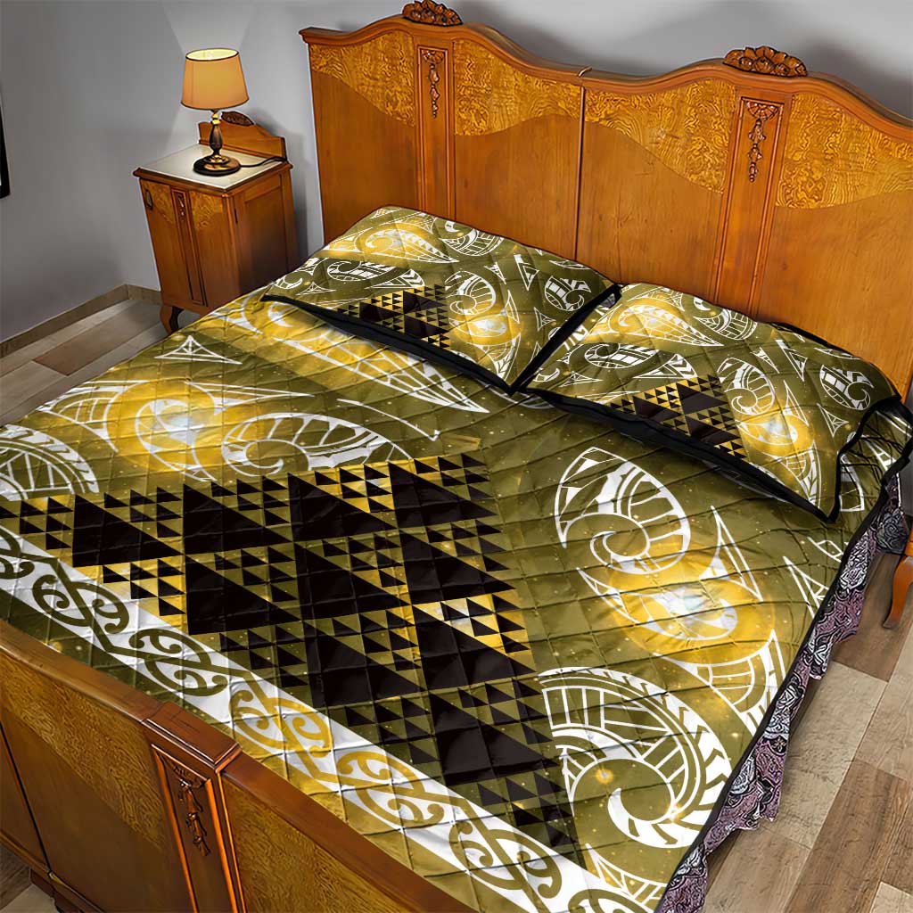 Matariki New Zealand Quilt Bed Set NZ Niho Taniwha Maori New Year Yellow Galaxy LT14 - Polynesian Pride