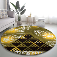 Matariki New Zealand Round Carpet NZ Niho Taniwha Maori New Year Yellow Galaxy LT14 - Polynesian Pride