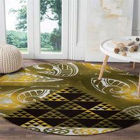 Matariki New Zealand Round Carpet NZ Niho Taniwha Maori New Year Yellow Galaxy LT14 - Polynesian Pride