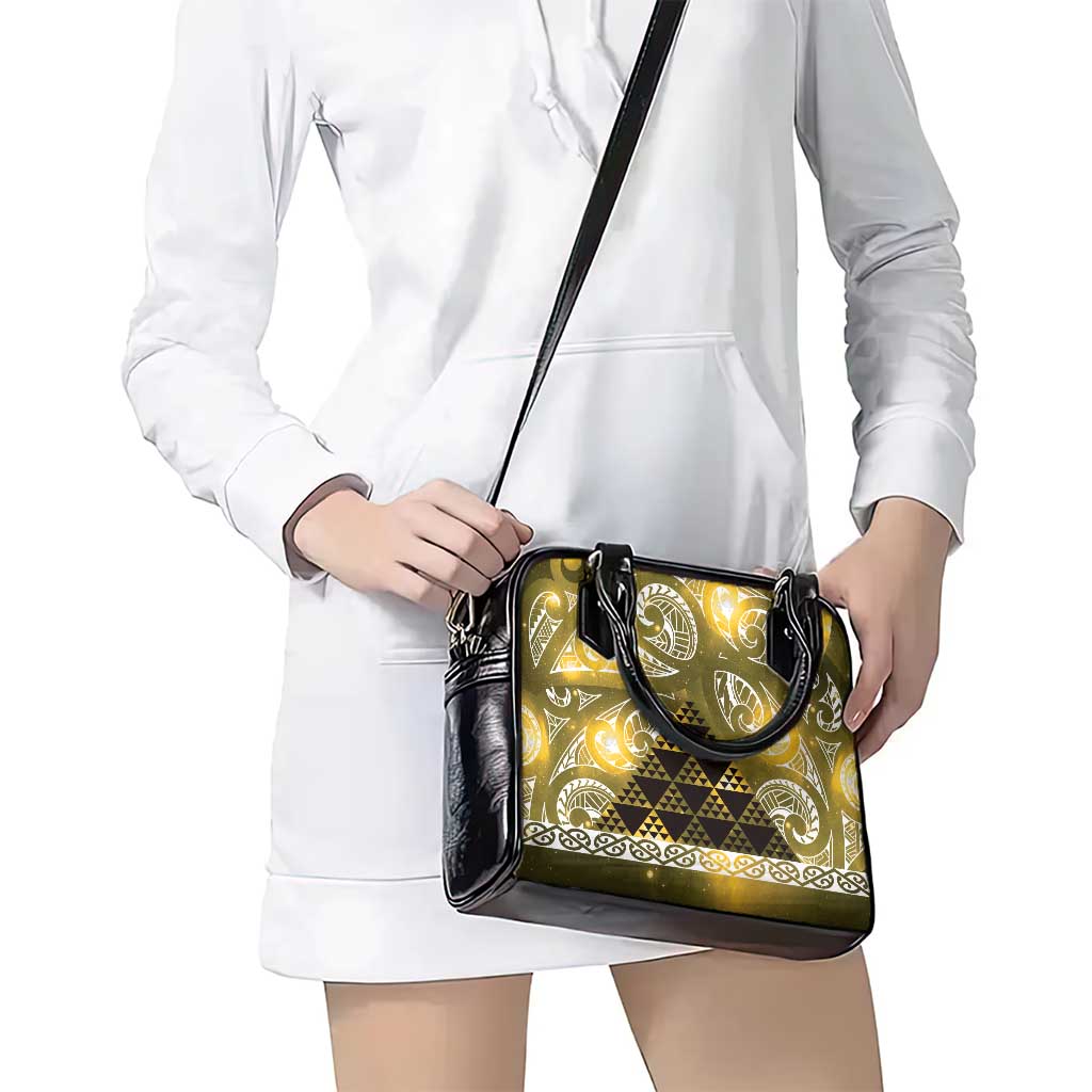 Matariki New Zealand Shoulder Handbag NZ Niho Taniwha Maori New Year Yellow Galaxy LT14 - Polynesian Pride