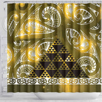 Matariki New Zealand Shower Curtain NZ Niho Taniwha Maori New Year Yellow Galaxy LT14 - Polynesian Pride