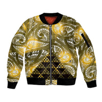 Matariki New Zealand Sleeve Zip Bomber Jacket NZ Niho Taniwha Maori New Year Yellow Galaxy LT14 Unisex Yellow - Polynesian Pride