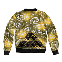 Matariki New Zealand Sleeve Zip Bomber Jacket NZ Niho Taniwha Maori New Year Yellow Galaxy LT14 - Polynesian Pride