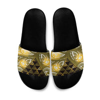 Matariki New Zealand Slide Sandals NZ Niho Taniwha Maori New Year Yellow Galaxy LT14 Yellow - Polynesian Pride
