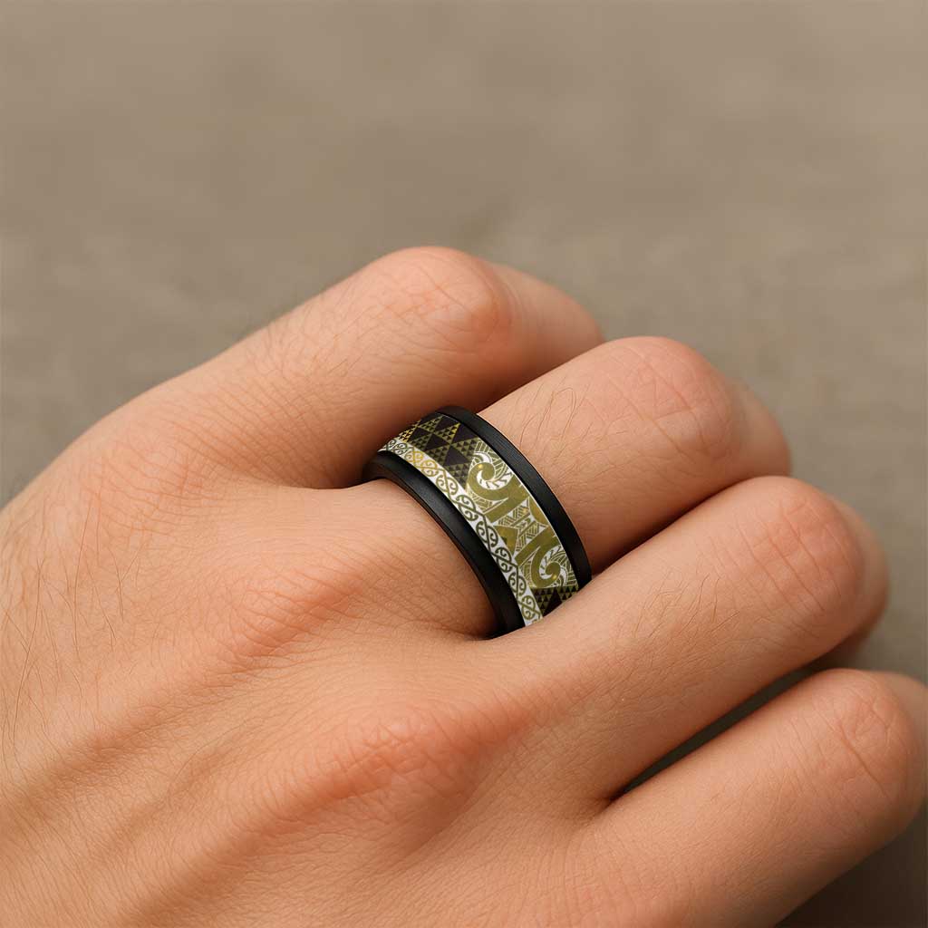 Matariki New Zealand Spinner Ring NZ Niho Taniwha Maori New Year Yellow Galaxy