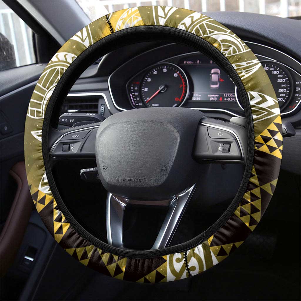 Matariki New Zealand Steering Wheel Cover NZ Niho Taniwha Maori New Year Yellow Galaxy LT14 - Polynesian Pride