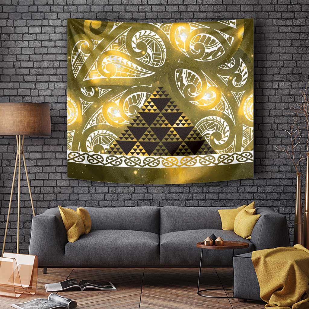 Matariki New Zealand Tapestry NZ Niho Taniwha Maori New Year Yellow Galaxy LT14 Yellow - Polynesian Pride