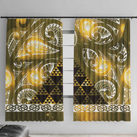 Matariki New Zealand Window Curtain NZ Niho Taniwha Maori New Year Yellow Galaxy LT14 With Hooks Yellow - Polynesian Pride