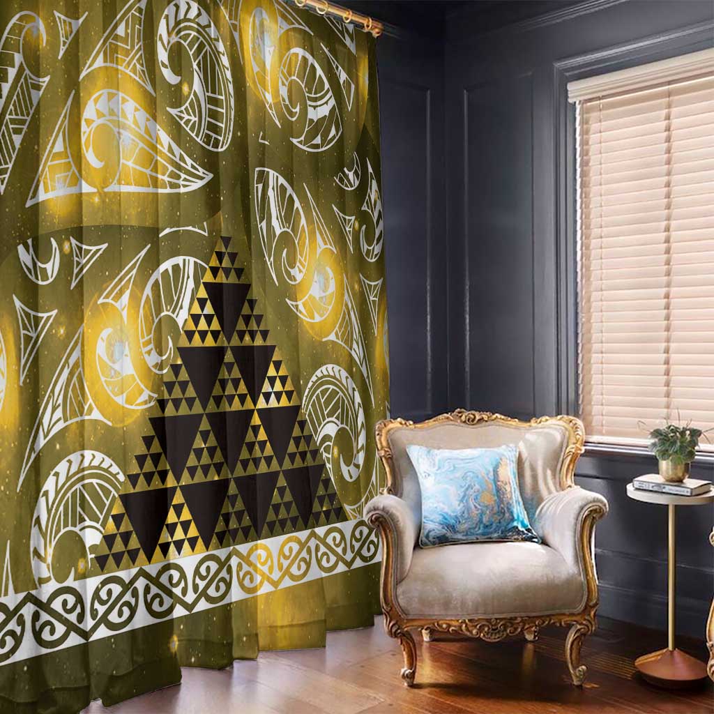 Matariki New Zealand Window Curtain NZ Niho Taniwha Maori New Year Yellow Galaxy LT14 - Polynesian Pride