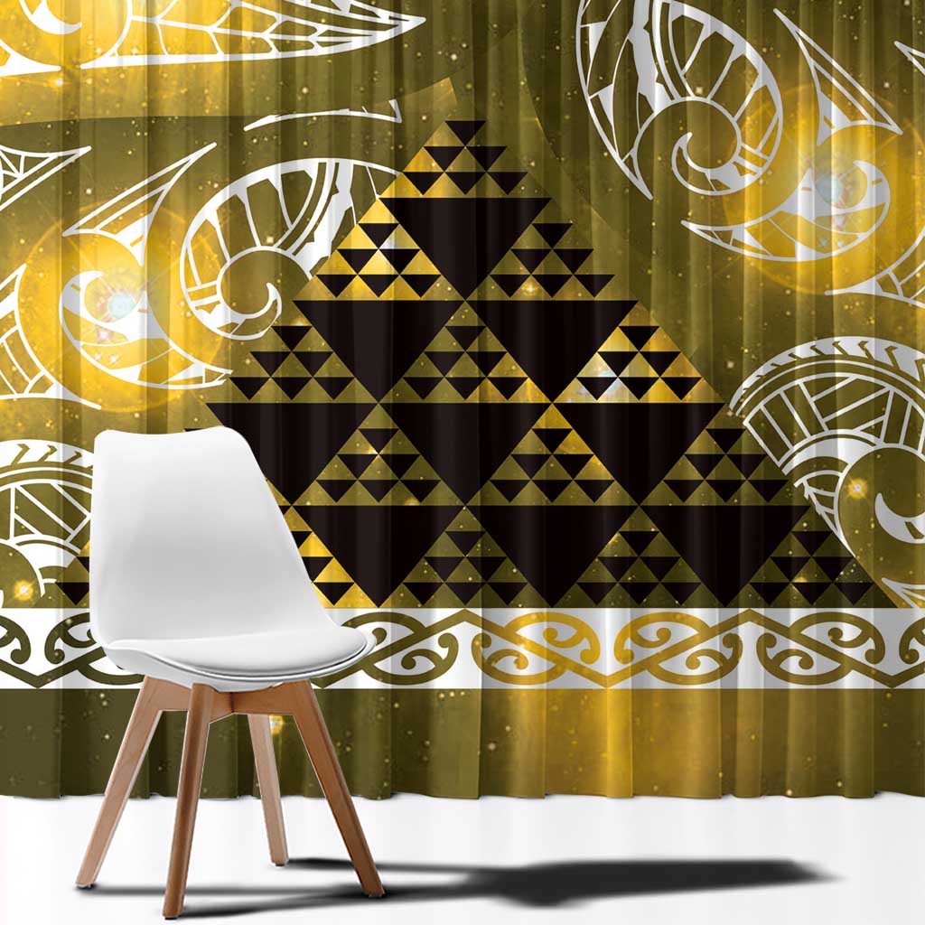 Matariki New Zealand Window Curtain NZ Niho Taniwha Maori New Year Yellow Galaxy LT14 - Polynesian Pride