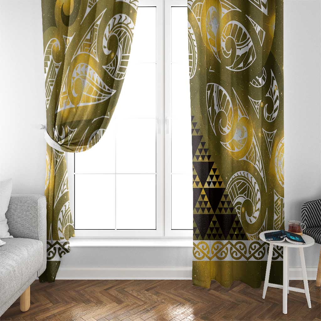 Matariki New Zealand Window Curtain NZ Niho Taniwha Maori New Year Yellow Galaxy LT14 - Polynesian Pride