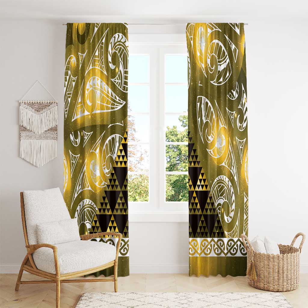 Matariki New Zealand Window Curtain NZ Niho Taniwha Maori New Year Yellow Galaxy LT14 - Polynesian Pride