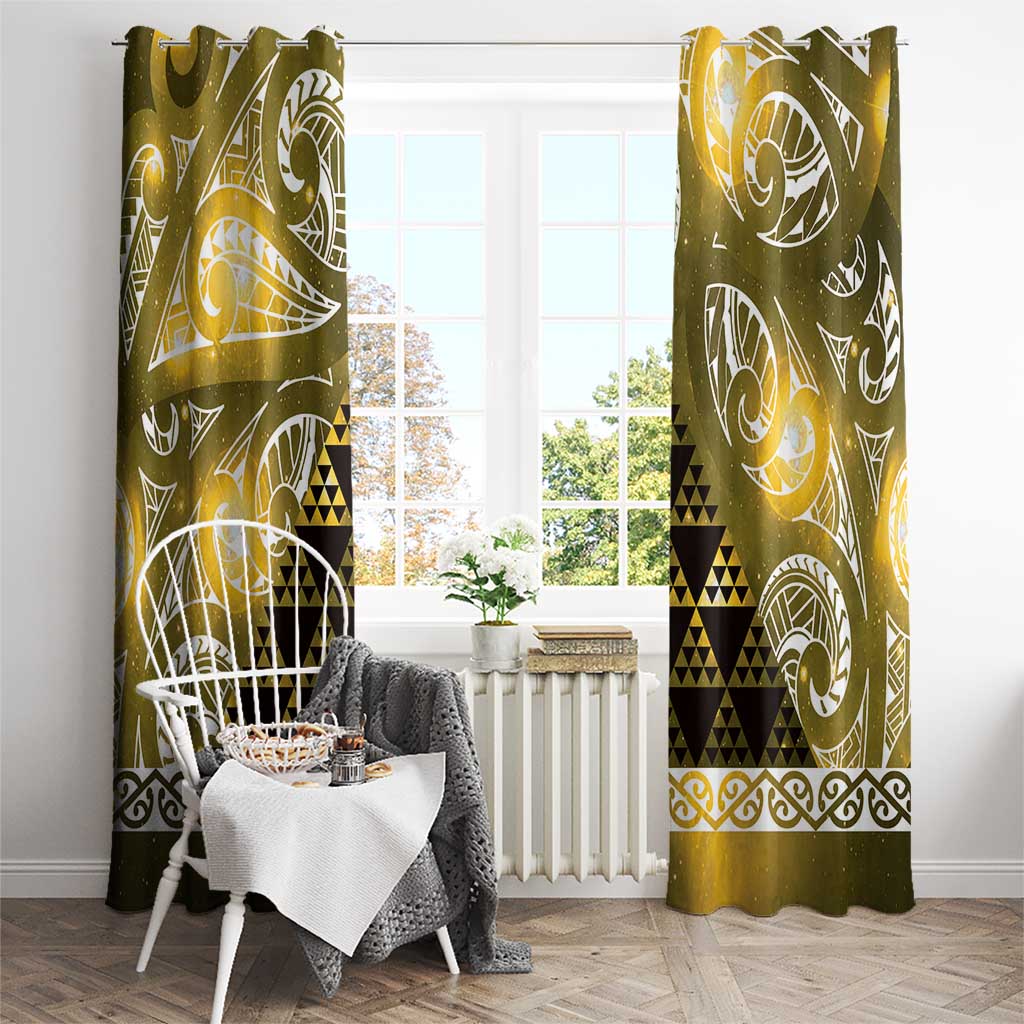 Matariki New Zealand Window Curtain NZ Niho Taniwha Maori New Year Yellow Galaxy LT14 - Polynesian Pride