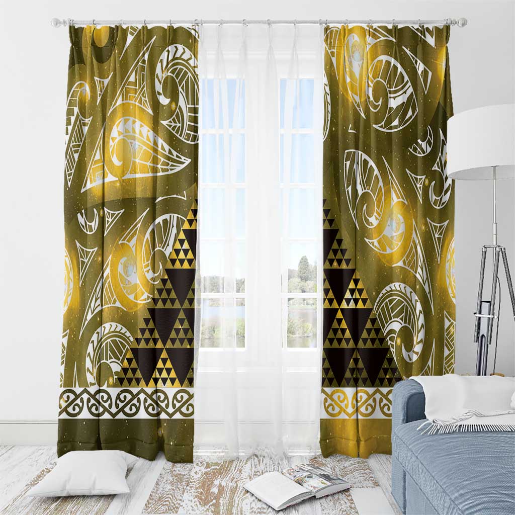 Matariki New Zealand Window Curtain NZ Niho Taniwha Maori New Year Yellow Galaxy LT14 - Polynesian Pride