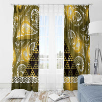 Matariki New Zealand Window Curtain NZ Niho Taniwha Maori New Year Yellow Galaxy LT14 - Polynesian Pride