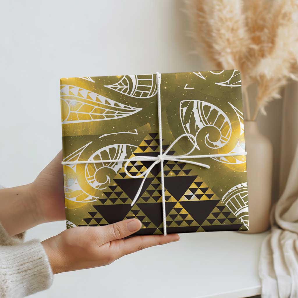 Matariki New Zealand Wrapping Paper NZ Niho Taniwha Maori New Year Yellow Galaxy