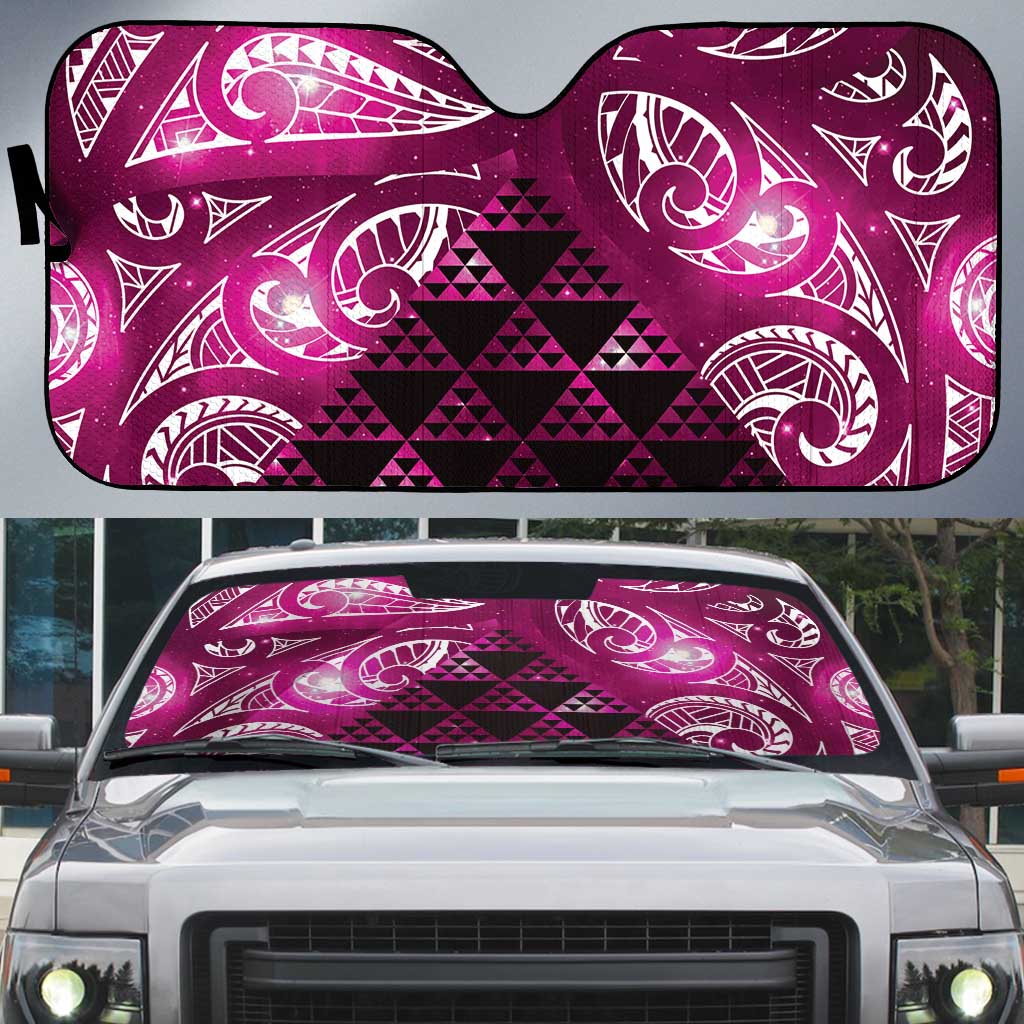 Matariki New Zealand Auto Sun Shade NZ Niho Taniwha Maori New Year Pink Galaxy LT14 Pink - Polynesian Pride