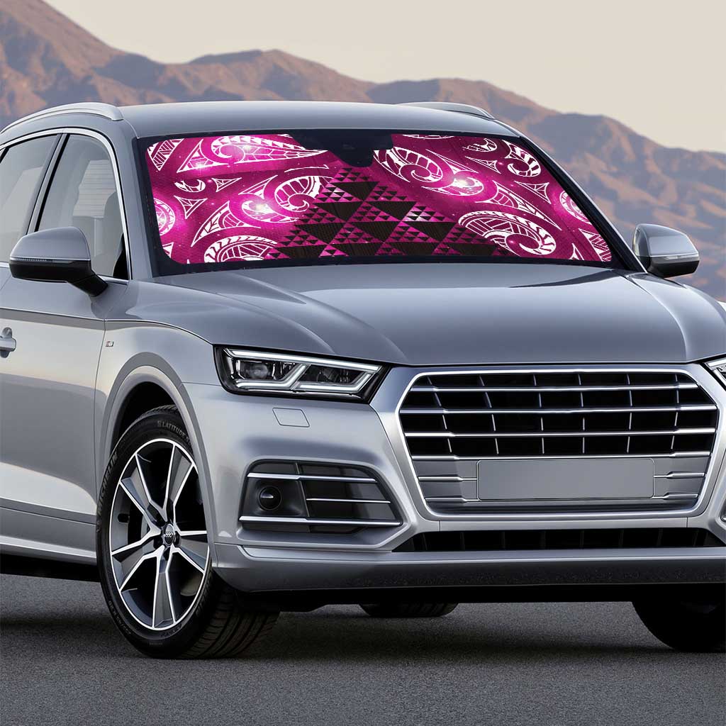 Matariki New Zealand Auto Sun Shade NZ Niho Taniwha Maori New Year Pink Galaxy LT14 - Polynesian Pride