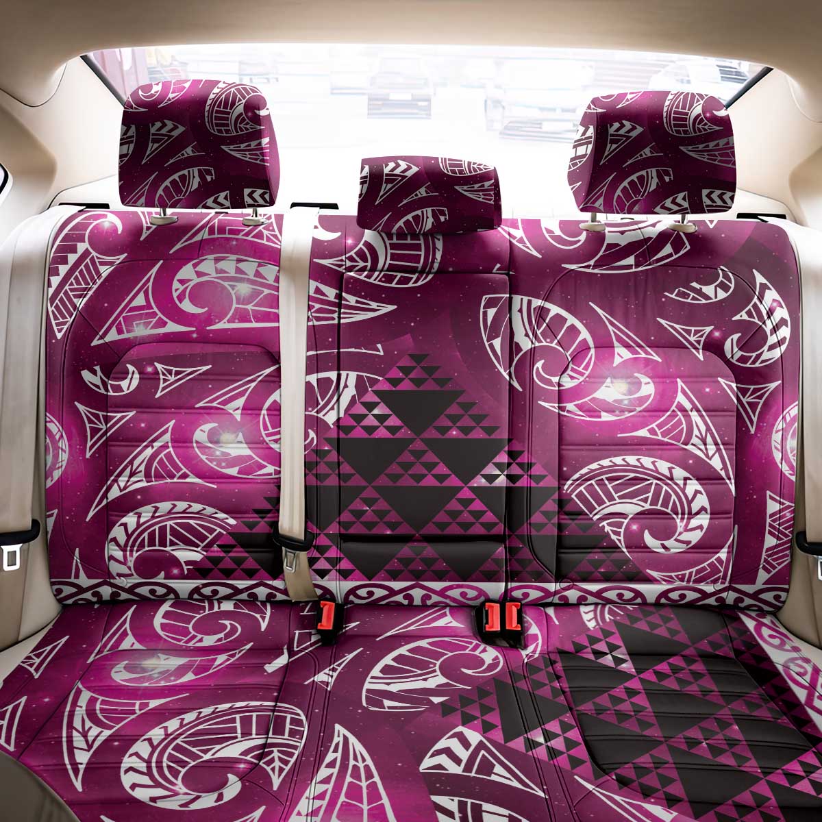 Matariki New Zealand Back Car Seat Cover NZ Niho Taniwha Maori New Year Pink Galaxy