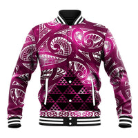 Matariki New Zealand Baseball Jacket NZ Niho Taniwha Maori New Year Pink Galaxy LT14 Unisex Pink - Polynesian Pride