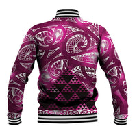 Matariki New Zealand Baseball Jacket NZ Niho Taniwha Maori New Year Pink Galaxy LT14 - Polynesian Pride
