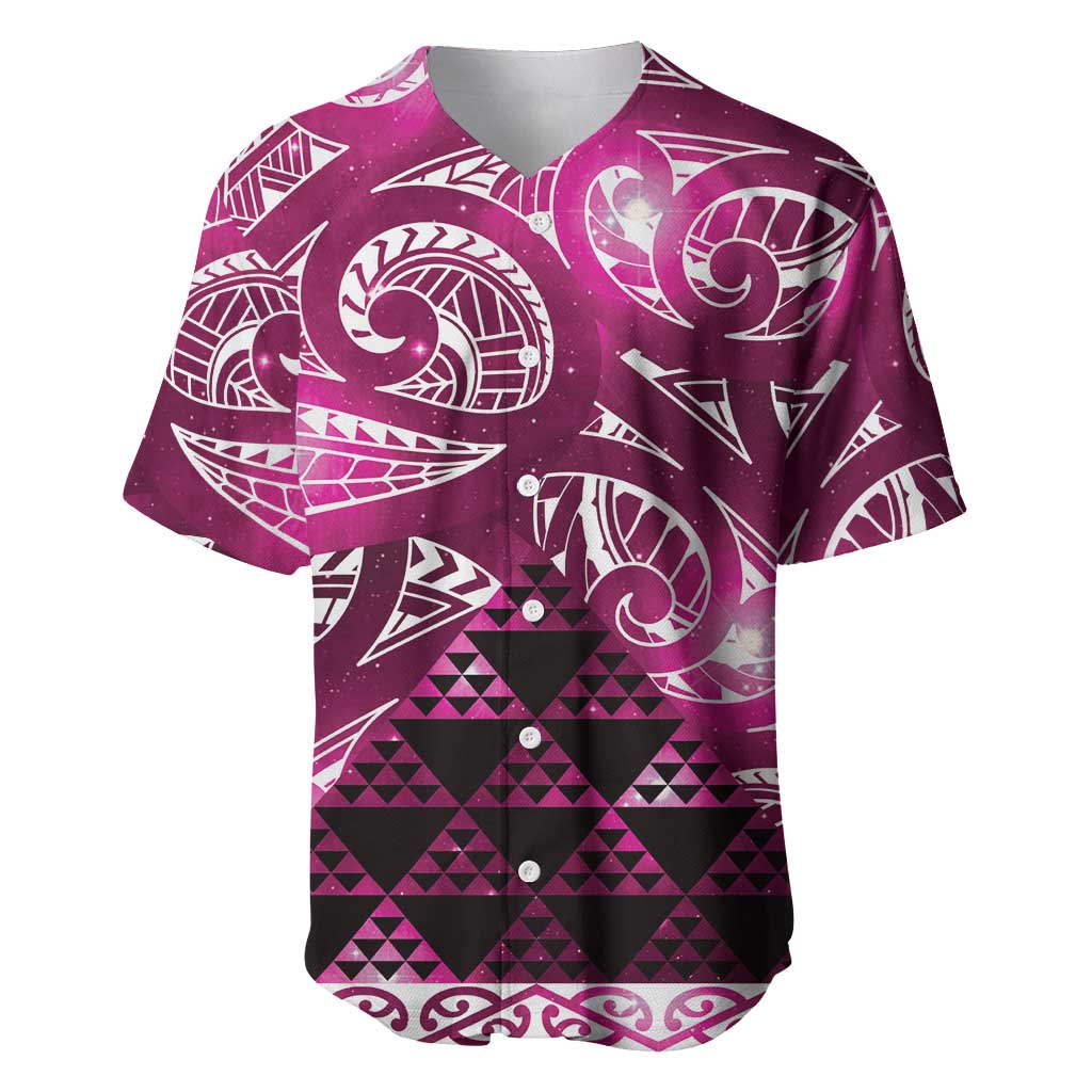 Matariki New Zealand Baseball Jersey NZ Niho Taniwha Maori New Year Pink Galaxy LT14 Pink - Polynesian Pride