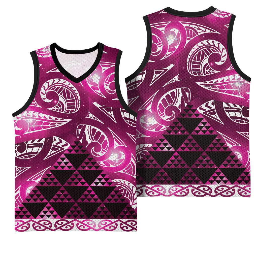 Matariki New Zealand Basketball Jersey NZ Niho Taniwha Maori New Year Pink Galaxy