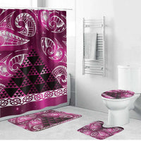 Matariki New Zealand Bathroom Set NZ Niho Taniwha Maori New Year Pink Galaxy LT14 Bathroom Set (4 pcs) Pink - Polynesian Pride