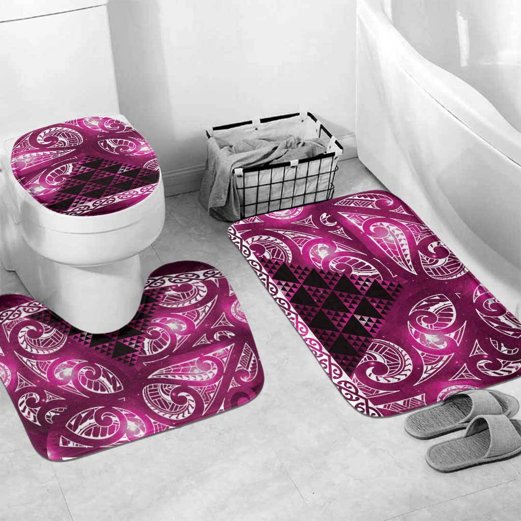 Matariki New Zealand Bathroom Set NZ Niho Taniwha Maori New Year Pink Galaxy LT14 Mat Set Only (3 pcs) One Size Pink - Polynesian Pride
