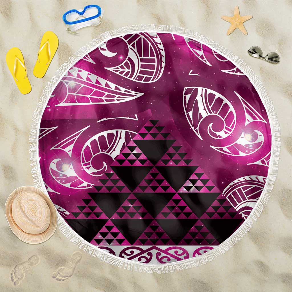 Matariki New Zealand Beach Blanket NZ Niho Taniwha Maori New Year Pink Galaxy LT14 One Size 150cm Pink - Polynesian Pride