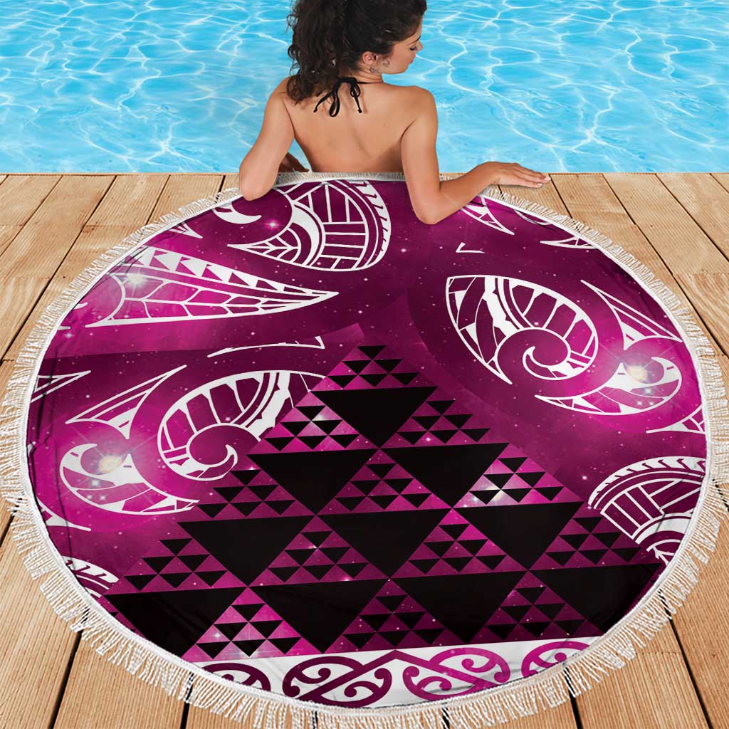 Matariki New Zealand Beach Blanket NZ Niho Taniwha Maori New Year Pink Galaxy LT14 - Polynesian Pride