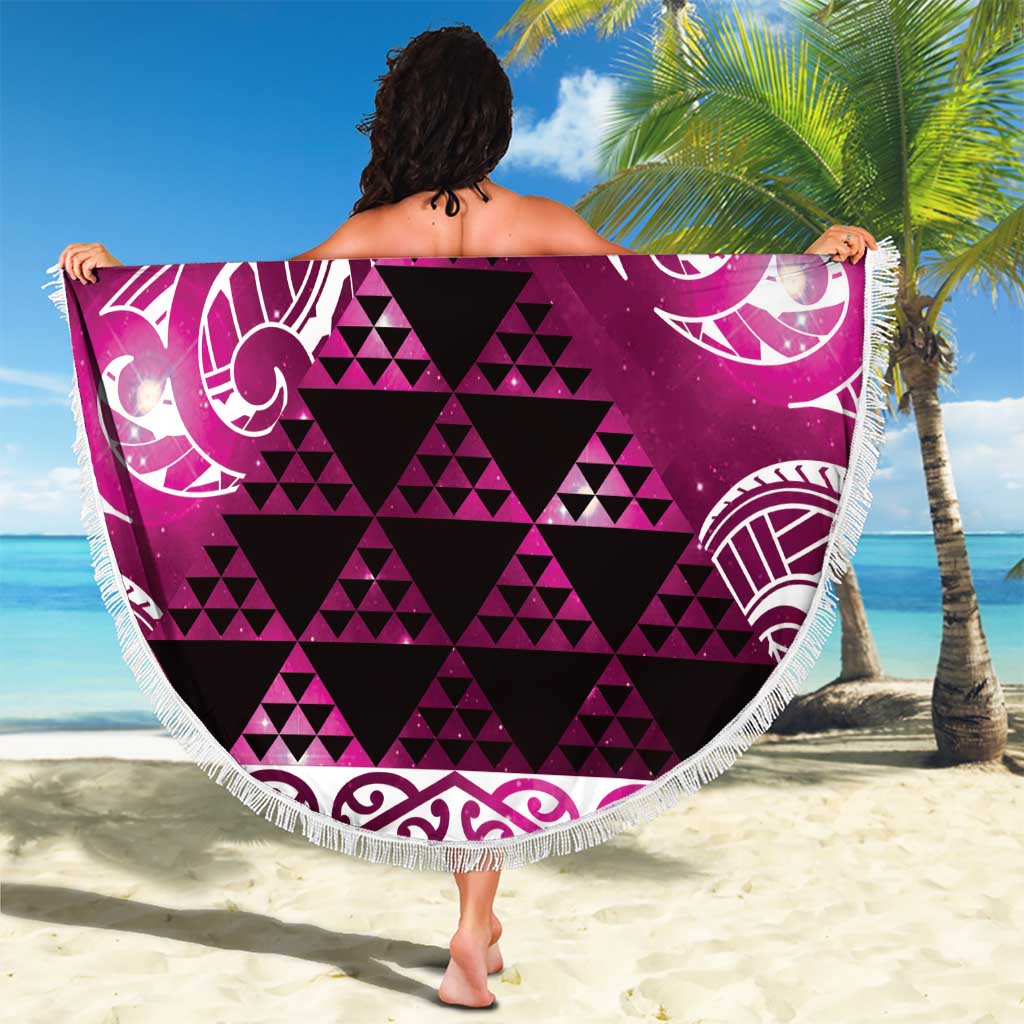 Matariki New Zealand Beach Blanket NZ Niho Taniwha Maori New Year Pink Galaxy LT14 - Polynesian Pride